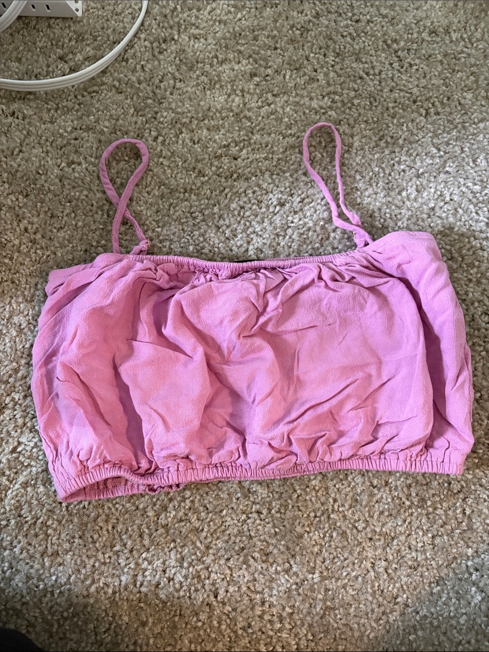 Kittenish Pink Cropped Ruffle Tube Tank Top